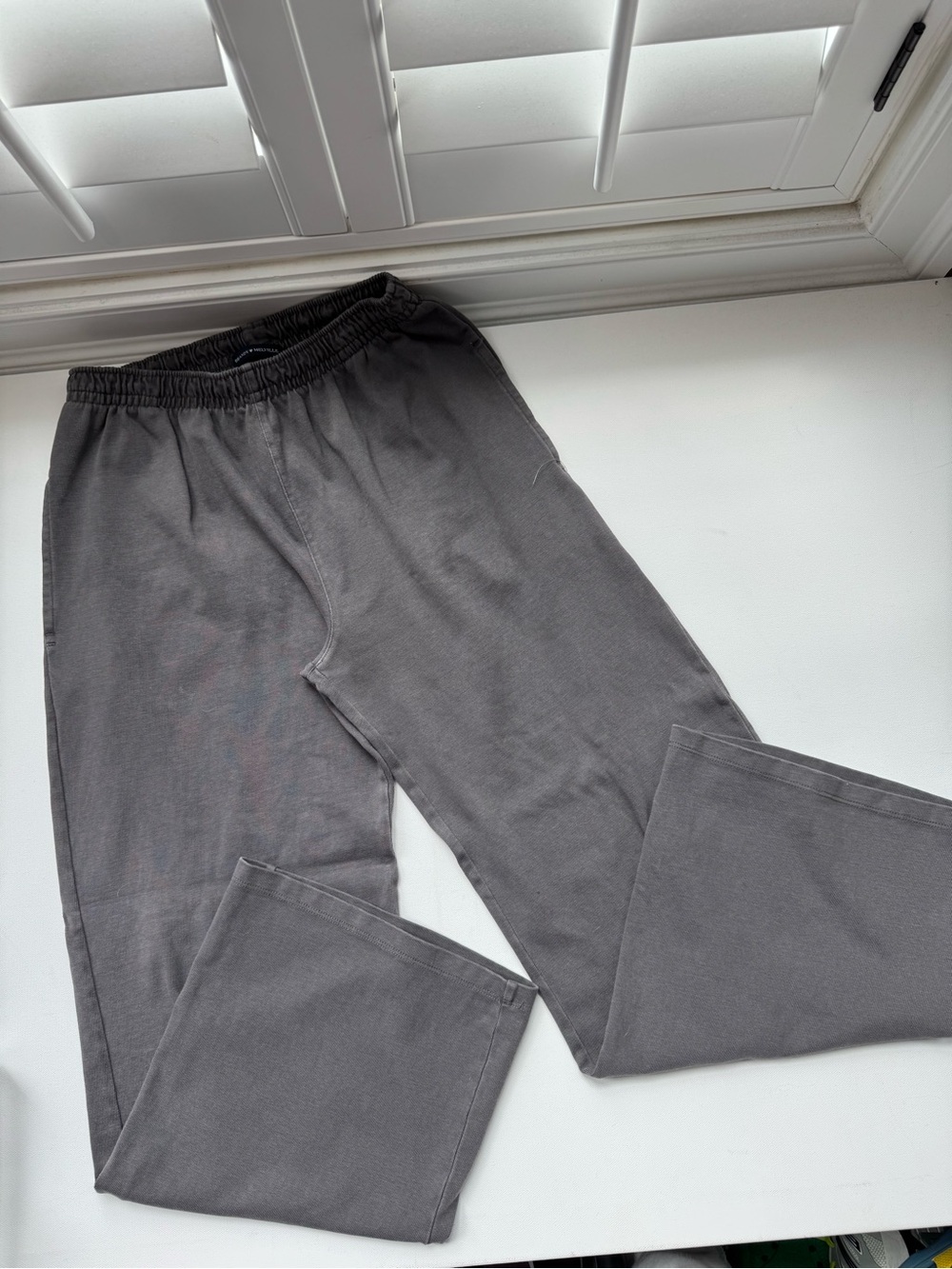 Brandy Melville Gray Wide Leg Lounge Pants Soft Knit Drawstring Sweatpants